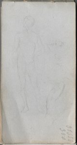 Sketchbook, página 100: Figura nua, perfil de Ernest Meissonier