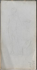 Caderno de desenho, página 100: Figura nua, perfil. de Jean Louis Ernest Meissonier