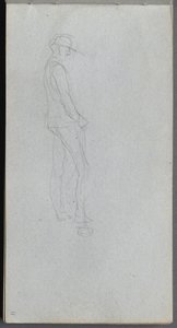 Caderno de desenho, página 11: Figura no perfil. de Jean Louis Ernest Meissonier
