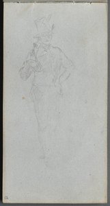 Caderno de desenho, página 15: Estudo de um soldado. de Jean Louis Ernest Meissonier