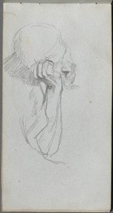 Caderno de desenho, página 16: Figura melancólica. de Jean Louis Ernest Meissonier