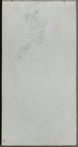 Sketchbook, página 17: Busto de um homem com cartola de Ernest Meissonier