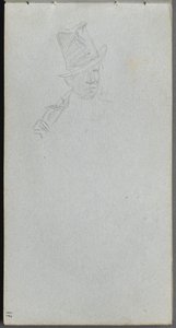 Caderno de desenho, página 17: Busto de um homem de cartola. de Jean Louis Ernest Meissonier