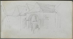 Caderno de desenho, página 22: Estudo de arquitetura. de Jean Louis Ernest Meissonier