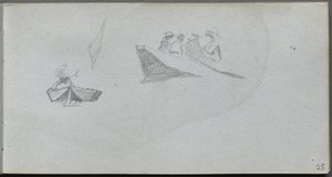 Sketchbook, página 25: Estudos de figuras em barcos de Ernest Meissonier