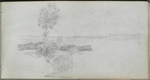 Caderno de esboços, página 28: Estudo da paisagem de Ernest Meissonier