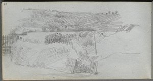 Caderno de desenho, página 29: Estudo da paisagem. de Jean Louis Ernest Meissonier