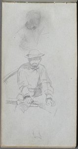 Caderno de desenho, página 30: Figura masculina sentada e Figura no perfil. de Jean Louis Ernest Meissonier