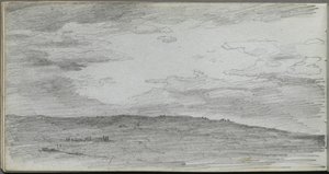 Caderno de desenho, página 34: Estudo da paisagem. de Jean Louis Ernest Meissonier