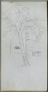 Caderno de desenho, página 36: Estudo de árvore. de Jean Louis Ernest Meissonier
