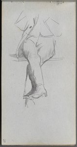 Caderno de desenho, página 37: Estudo de figuras, pernas cruzadas. de Jean Louis Ernest Meissonier