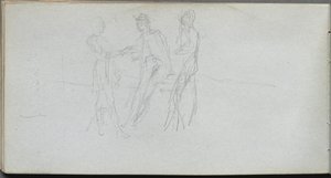 Caderno de desenho, página 42: Três figuras. de Jean Louis Ernest Meissonier