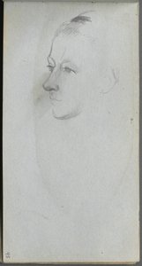 Sketchbook, página 45: Rosto de mulher, vista 3/4 de Ernest Meissonier
