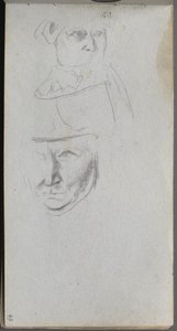 Sketchbook, página 47: Estudos de três rostos de Ernest Meissonier