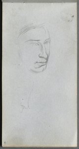 Sketchbook, página 61: Rosto, vista de 3/4 de perfil de Ernest Meissonier