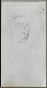 Bloco de desenho, página 61: Face, 34 ver perfil. de Jean Louis Ernest Meissonier