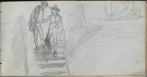 Sketchbook, página 64: Figuras em uma escada de Ernest Meissonier