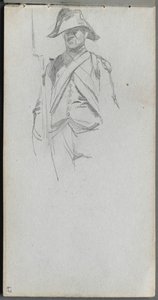 Caderno de desenho, página 67: Estudo de um soldado. de Jean Louis Ernest Meissonier