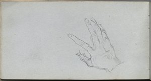 Caderno de desenho, página 68: Estudo de uma mão. de Jean Louis Ernest Meissonier