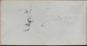 Caderno de desenho, página 80: Estudo de rostos. de Jean Louis Ernest Meissonier