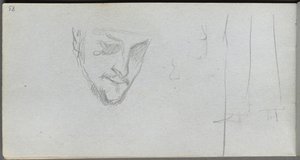 Caderno de desenho, página 83: Estudo de um rosto, pernas. de Jean Louis Ernest Meissonier