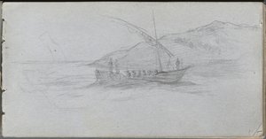 Caderno de desenho, página 88: Paisagem marinha e Figura. de Jean Louis Ernest Meissonier