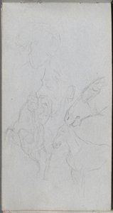 Sketchbook, página 90: Estudo de Cavalos, Perfis de Ernest Meissonier
