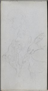 Sketchbook, página 90: Estudo de Cavalos, Perfis. de Jean Louis Ernest Meissonier