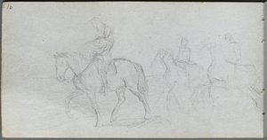 Caderno de desenho, página 91: Figuras a cavalo. de Jean Louis Ernest Meissonier