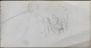 Caderno de desenho, página 98: Estudo de figuras. de Jean Louis Ernest Meissonier