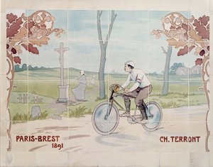 Charles Terront participa na primeira corrida de ciclismo de longa distância de sempre, em 1891, entre Paris e Brest de Ernest Montaut