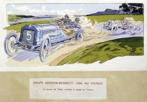 Corrida: a Copa Gordon Bennett (Gordon-Bennett) em 1904 - sorteio por Ernest Montaut (1878-1909). de Ernest Montaut