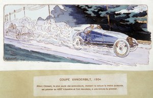 Corrida: a Copa Vanderbilt em 1904 - sorteio por Ernest Montaut (1878-1909). de Ernest Montaut