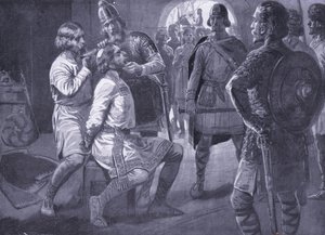 Ceowulf, Rei de Northumbria, sendo tosquiada à força AD731