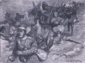 Vôo dos gregos em Larissa, ilustração fromCassells História da Inglaterra, de 1900 de Ernest Prater