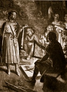 Rei Canuto e o Poeta, ilustração da "História da Nação Britânica" de Hutchinson, c.1920