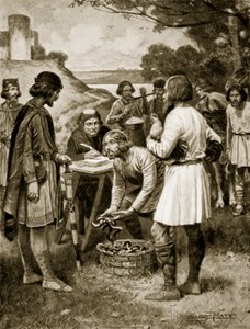 Pagando aluguel na época saxônica, ilustração de "Hutchinson
