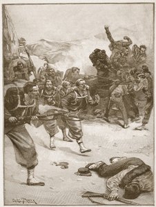 Os Zouaves tomaram uma das barricadas por meio de uma vistosa carga de baioneta, ilustração de "Batalhas do século XIX" de Archibald Forbes, GA Henty e Major Arthur Griffiths.