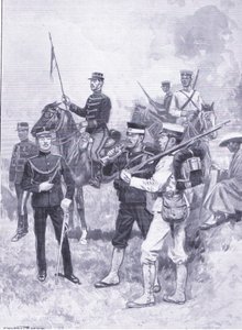 Tipos de soldados japoneses, ilustração fromCassells História da Guerra Russo-Japonesa Vol 1, c.1900 de Ernest Prater