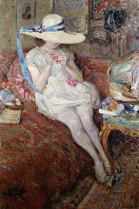 Menina jovem, em, um, chapéu palha de Ernest Rocher
