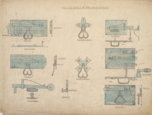 Designs para Travas e Parafusos de Ferro, c.1905-15 (lápis e wc no papel) de Ernest William Gimson