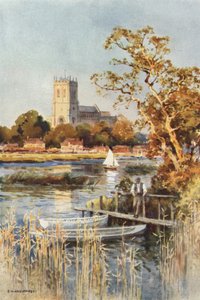 Christchurch Priory de Wick Ferry (cor litho) de Ernest William Haslehust