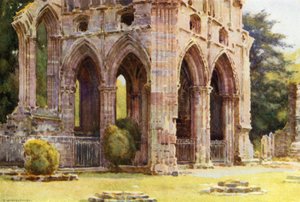 Abadia de Dryburgh: A Tumba de Sir Walter Scott (cor litho) de Ernest William Haslehust