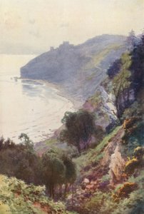 Baía de Durlston, Swanage (cor litho) de Ernest William Haslehust