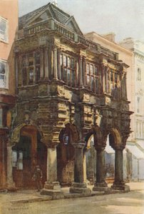Guildhall Porch (lito colorido) de Ernest William Haslehust