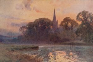 Igreja da Santíssima Trindade, Stratford-on-Avon (cor litho) de Ernest William Haslehust