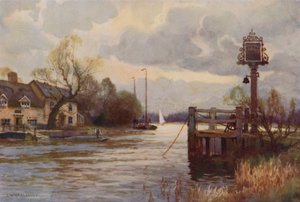 Horning Ferry (lito colorido) de Ernest William Haslehust