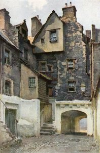 Em Bakehouse Close: Residência do Marquês de Huntly (lito a cores) de Ernest William Haslehust