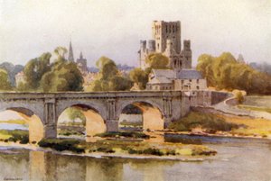 Kelso: The River Tweed e Abbey Ruins (lito colorido)