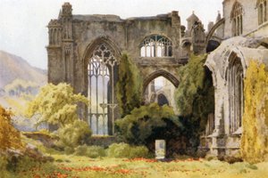 Abadia de Melrose: Coro e Transeptos do Norte (cor litho) de Ernest William Haslehust